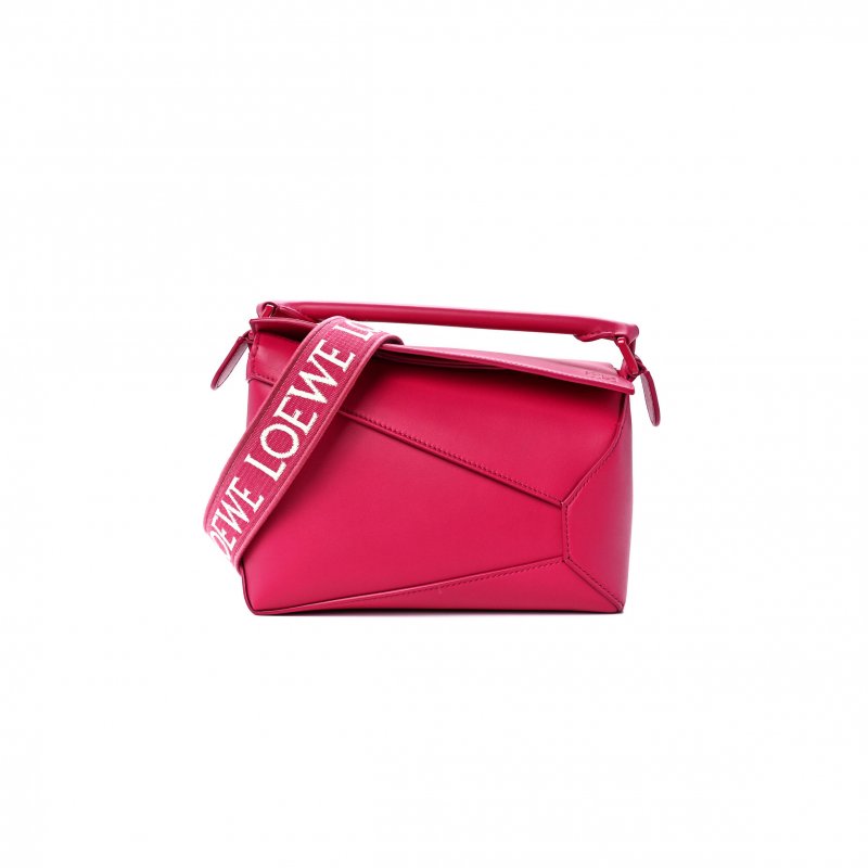 (image for) LOEWE SATIN CALFSKIN MONOCHROME SMALL PUZZLE EDGE BAG RUBY RED GLAZE (24*16.5*10.5cm)