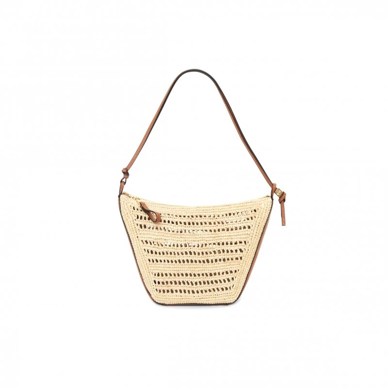 (image for) LOEWE MINI HAMMOCK HOBO IN RAFFIA AND CALFSKIN A538G13X09-658 (28*17*9.5cm)