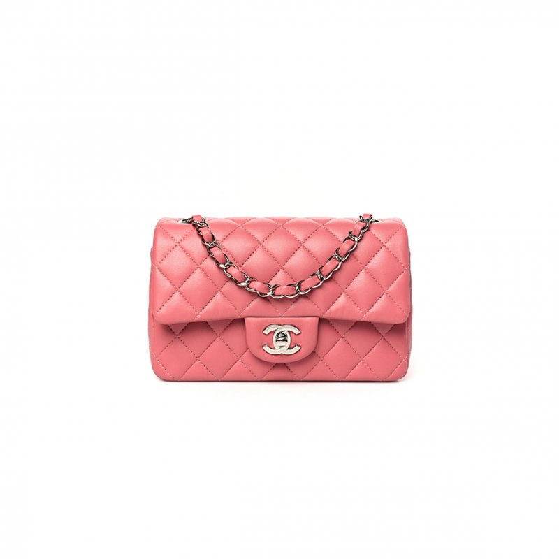(image for) CHANEL LAMBSKIN QUILTED MINI RECTANGULAR FLAP PINK A01116 (20*13*6cm)