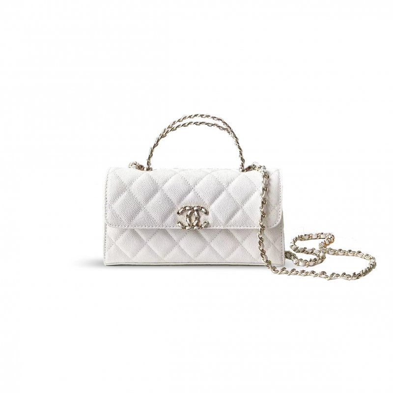 (image for) CHANEL FLAP PHONE HOLDER WITH CHAIN GRAINED SHINY AP3238 (18*10*4.5cm)