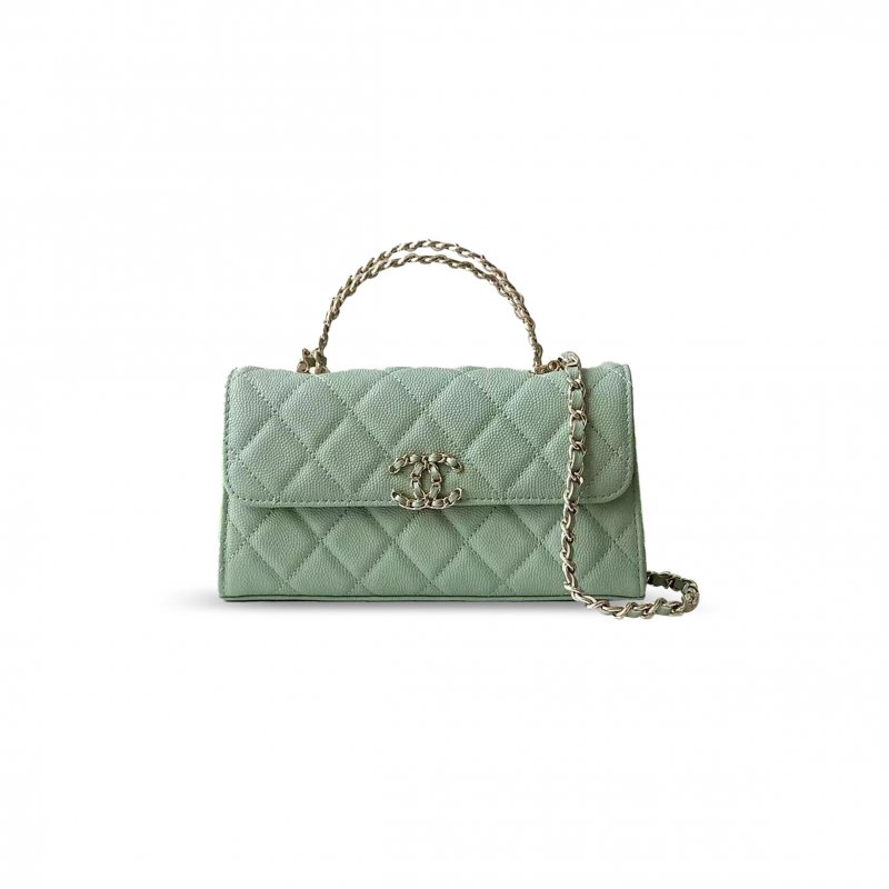 (image for) CHANEL FLAP PHONE HOLDER WITH CHAIN GRAINED SHINY AP3238 (18*10*4.5cm)