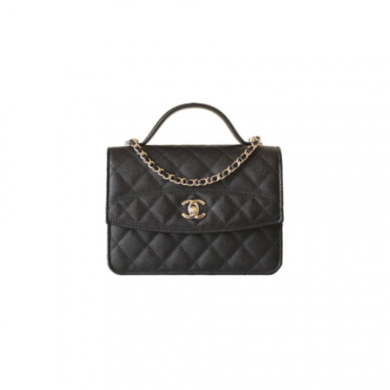 (image for) CHANEL HANDHELD MESSENGER BACKPACK BLACK GOLD BUCKLE AP4406 (18*14*3cm)