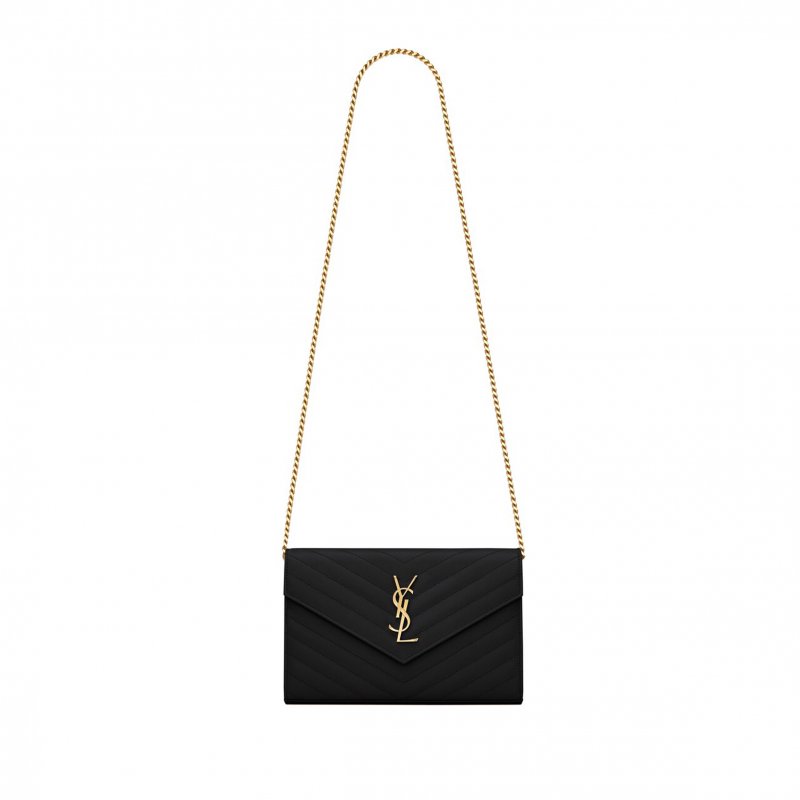 (image for) YSL CLASSIC CASSANDRE CHAIN WALLET IN GRAIN DE POUDRE LEATHER 377828BOW011000 (22.5*14*4cm)