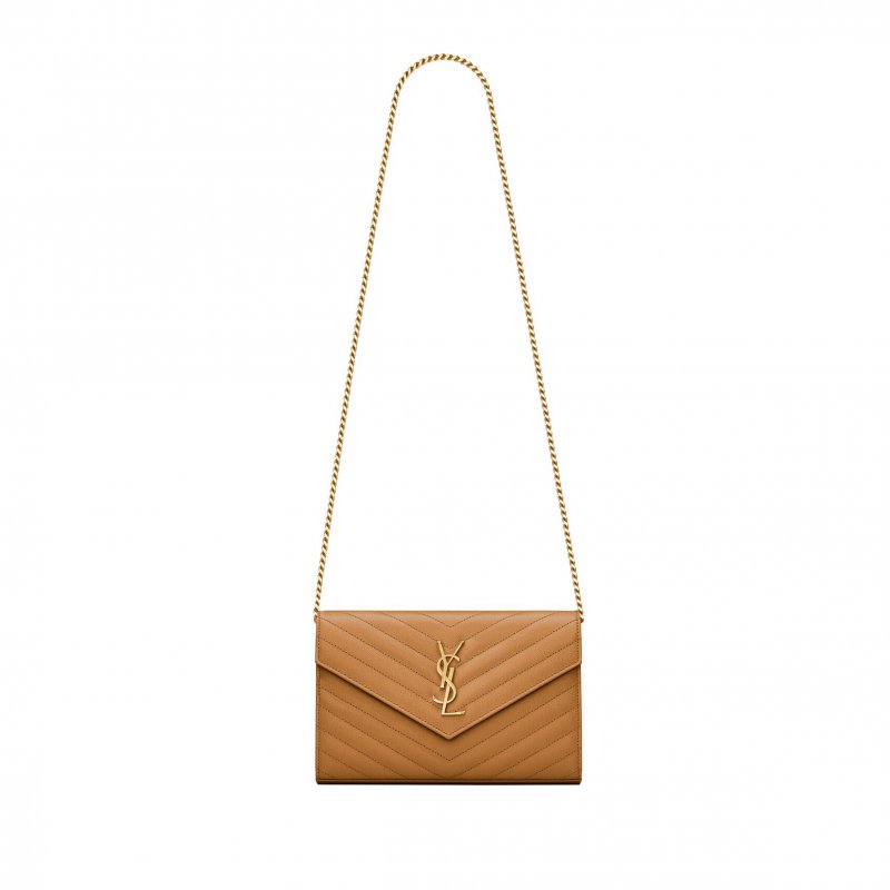 (image for) YSL CLASSIC CASSANDRE CHAIN WALLET IN GRAIN DE POUDRE LEATHER 377828BOW012516 (22.5*14*4cm)