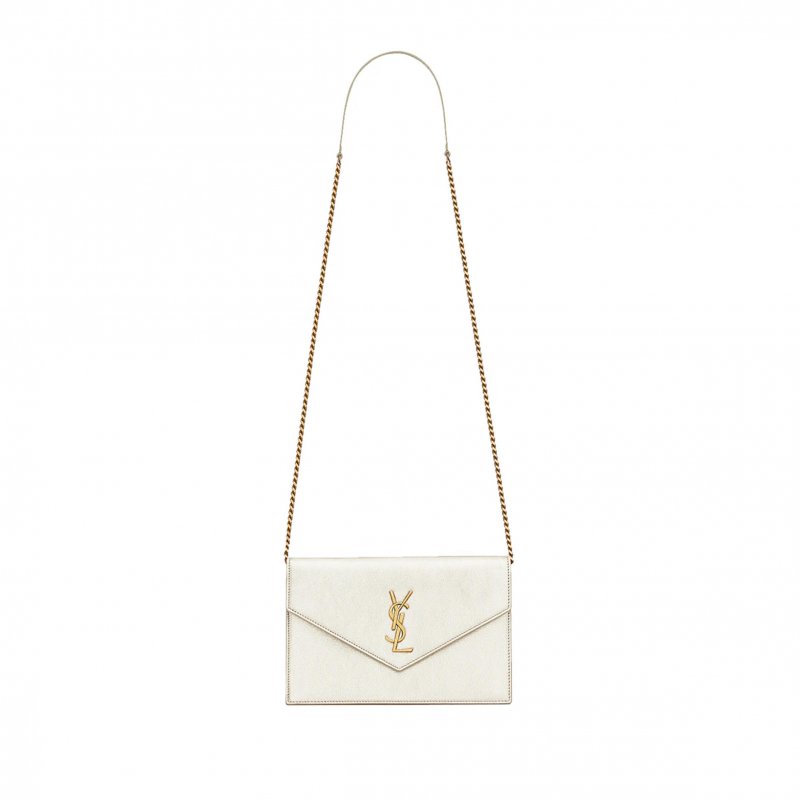 (image for) YSL CASSANDRE ENVELOPE CHAIN WALLET IN METALLIZED LEATHER 402031AAAGI7100 (19*12.5*3.5cm)