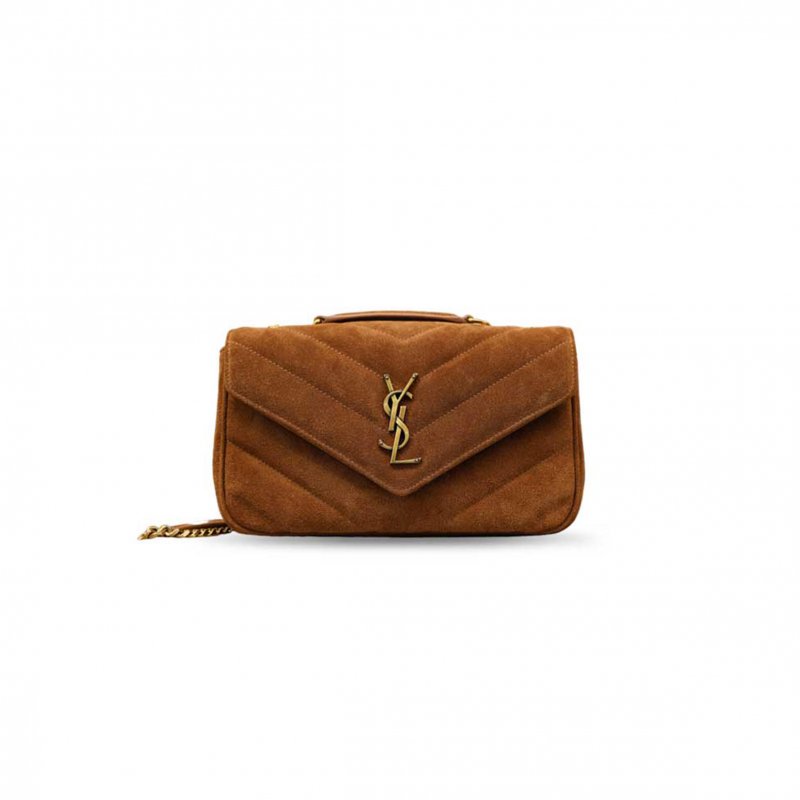 (image for) YSL LOULOU MATELASSÉ SUEDE SHOULDER BAG 801437 (24*14*6cm)