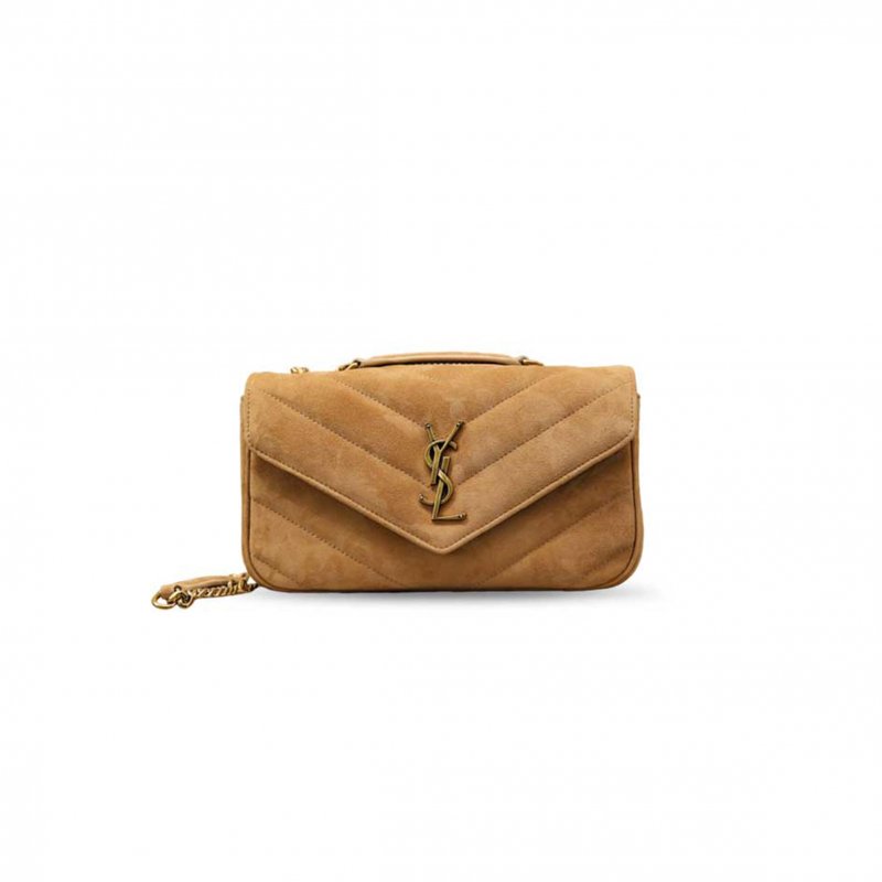 (image for) YSL LOULOU MATELASSÉ SUEDE SHOULDER BAG 801437 (24*14*6cm)
