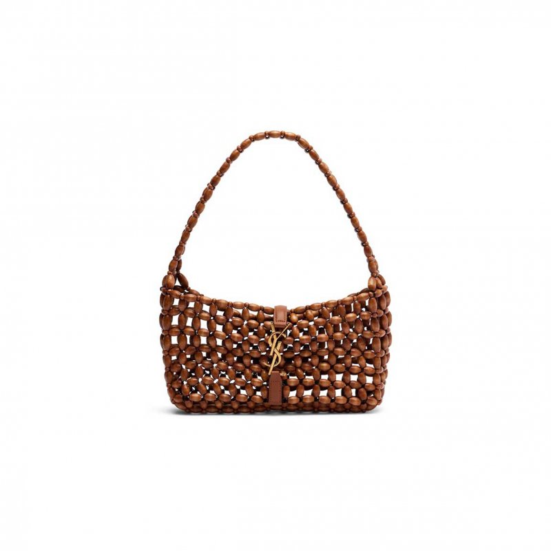 (image for) YSL LE 5 À 7 WOODEN BEADED HANDBAG 862997KAAAZ9384 (28*15*7.5cm)