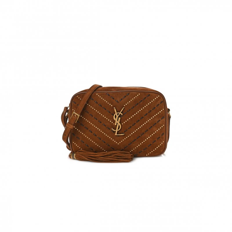 (image for) YSL LOU CAMERA BAG IN SUEDE STUDDED WOVEN 61254411ZWW2639 (23*16*6cm)