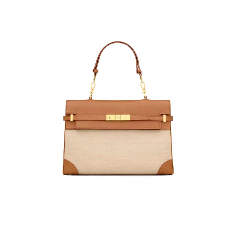 (image for) YSL MANHATTAN IN LEATHER AND CANVAS SHOULDER BAG 788283FAC7T9856 (32*23*10.5cm)