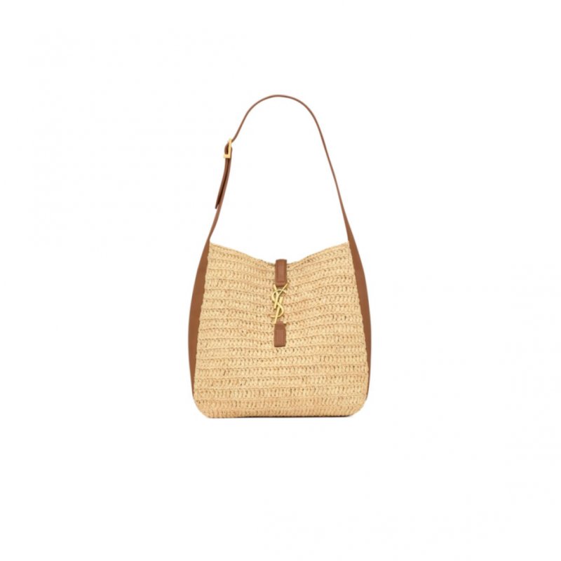 (image for) YSL LE 5 À 7 SUPPLE SMALL IN RAFFIA AND LEATHER 823812GAAEZ2791 (22*22*9cm)