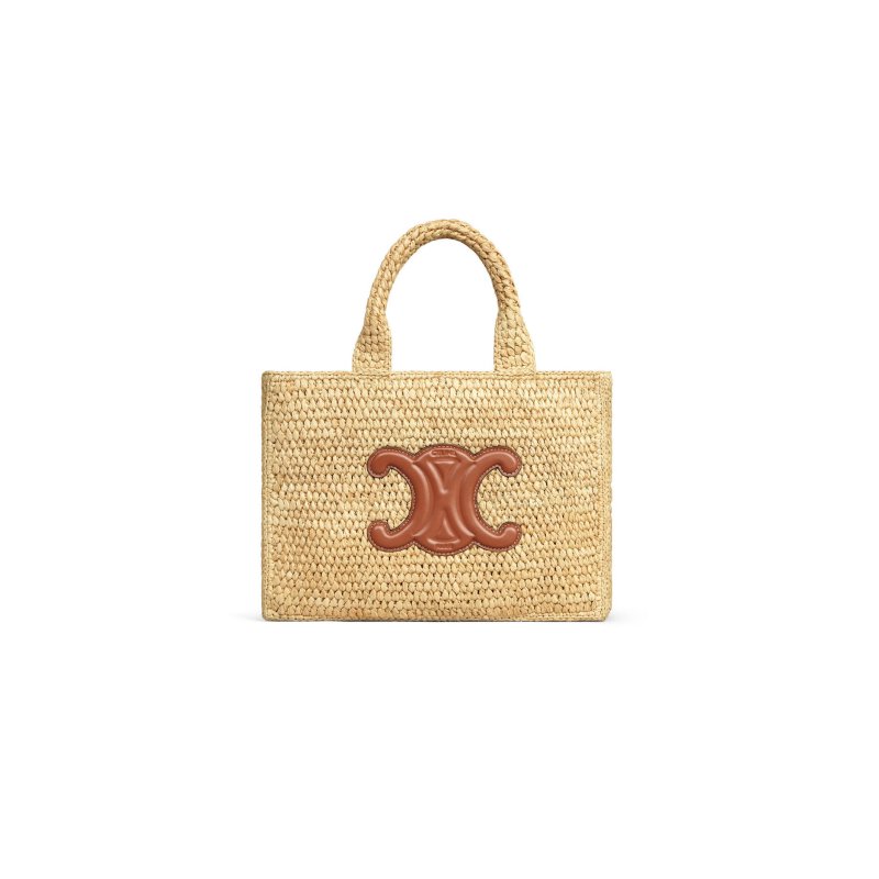 (image for) CELINE SMALL CABAS THAIS IN RAFFIA AND CALFSKIN 116302FF7.04LU (27*19*13cm)