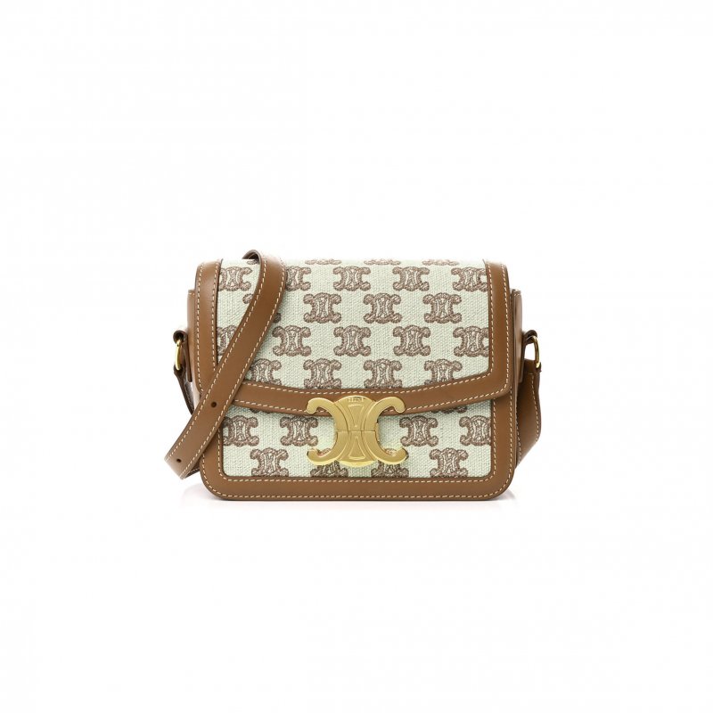 (image for) CELINE SMALL CLASSIQUE TRIOMPHE BAG IN FABRIC AND CALFSKIN 188882DBA.38ND (18.5*14*6cm)