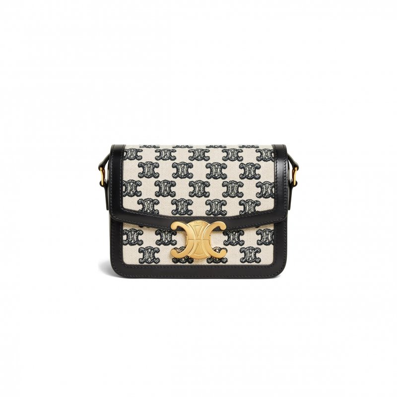 (image for) CELINE SMALL CLASSIQUE TRIOMPHE BAG IN FABRIC AND CALFSKIN 188882DBA.38NO (18.5*14*6cm)