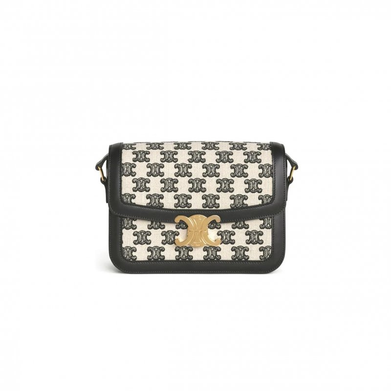(image for) CELINE MEDIUM CLASSIQUE TRIOMPHE BAG IN FABRIC AND CALFSKIN 191242DBA.38NO (22.5*16.5*7.5cm)