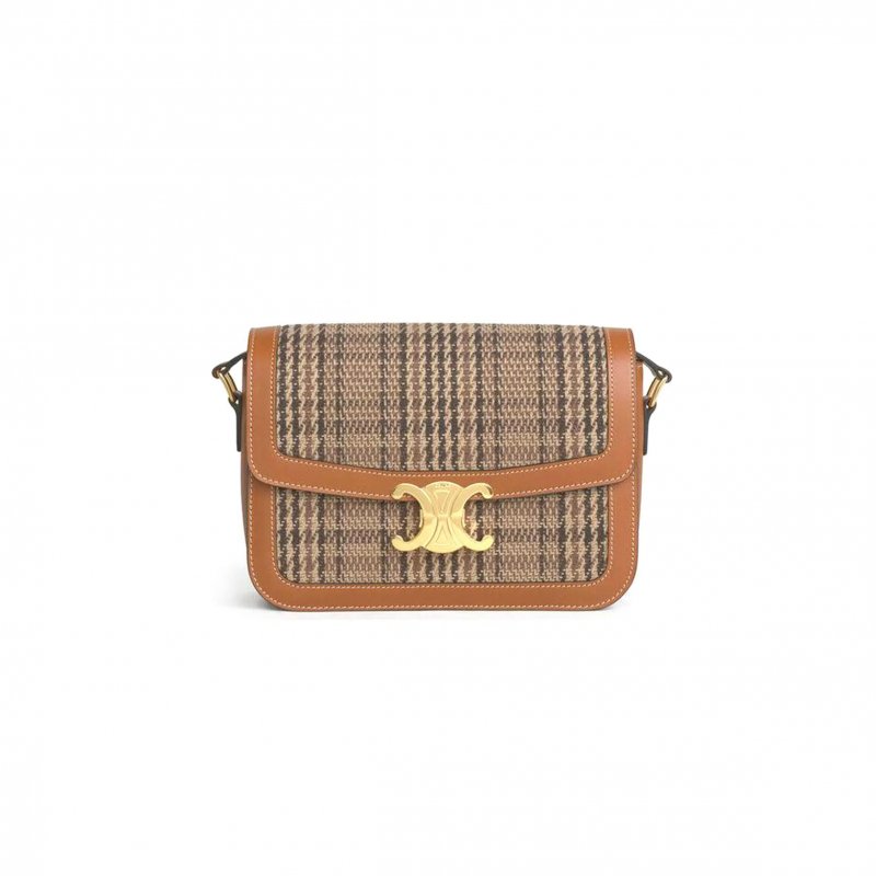 (image for) CELINE MEDIUM CLASSIQUE TRIOMPHE BAG IN FABRIC AND CALFSKIN 191242CXX.19RT (22.5*16.5*7.5cm)