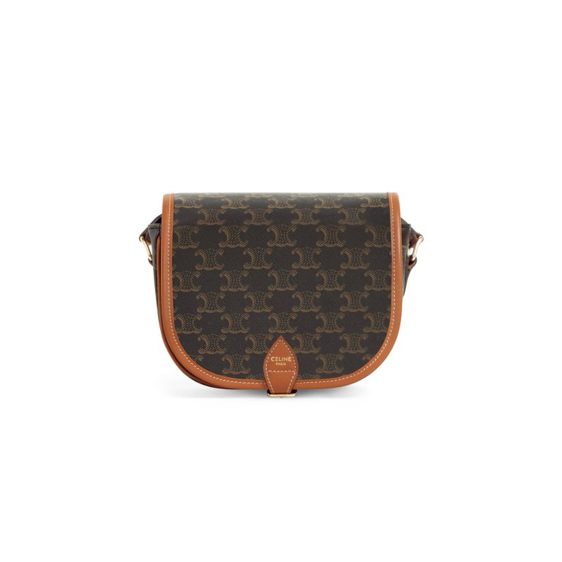 (image for) CELINE MEDIUM FOLCO BAG IN TRIOMPHE CANVAS AND CALFSKIN 191502BZJ.04LU (18*17*6.5cm)