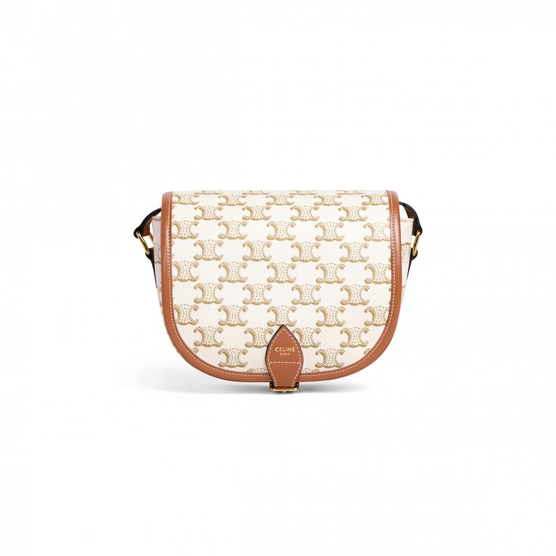 (image for) CELINE MEDIUM FOLCO BAG IN TRIOMPHE CANVAS AND CALFSKIN 191502BZJ.01BC (18*17*6.5cm)
