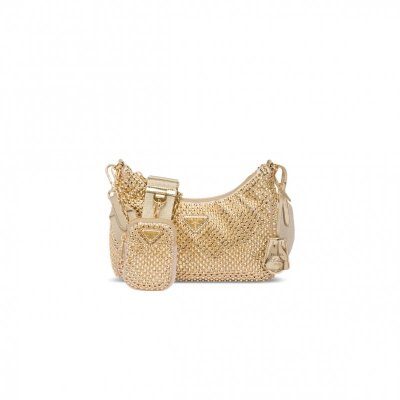 (image for) PRADA RE-EDITION CRYSTAL-EMBELLISHED SHOULDER BAG 1BH204 (22*12*6cm)