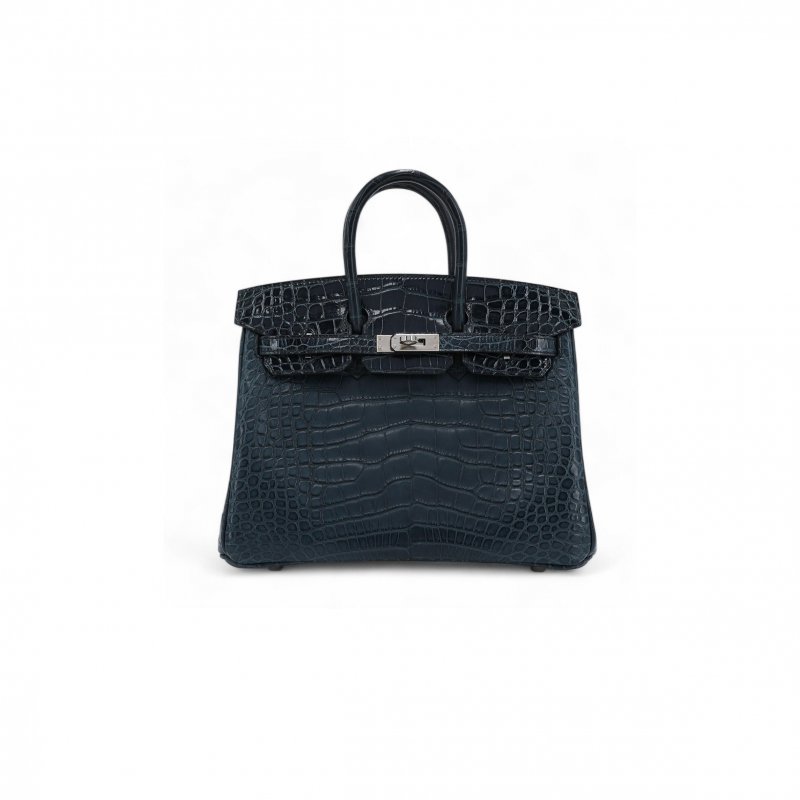 (image for) HERMÈS MASTER BIRKIN 30 CROCODILE LEATHER STORM BLUE SILVER BUCKLE H041354CK06 (30*22*15cm)