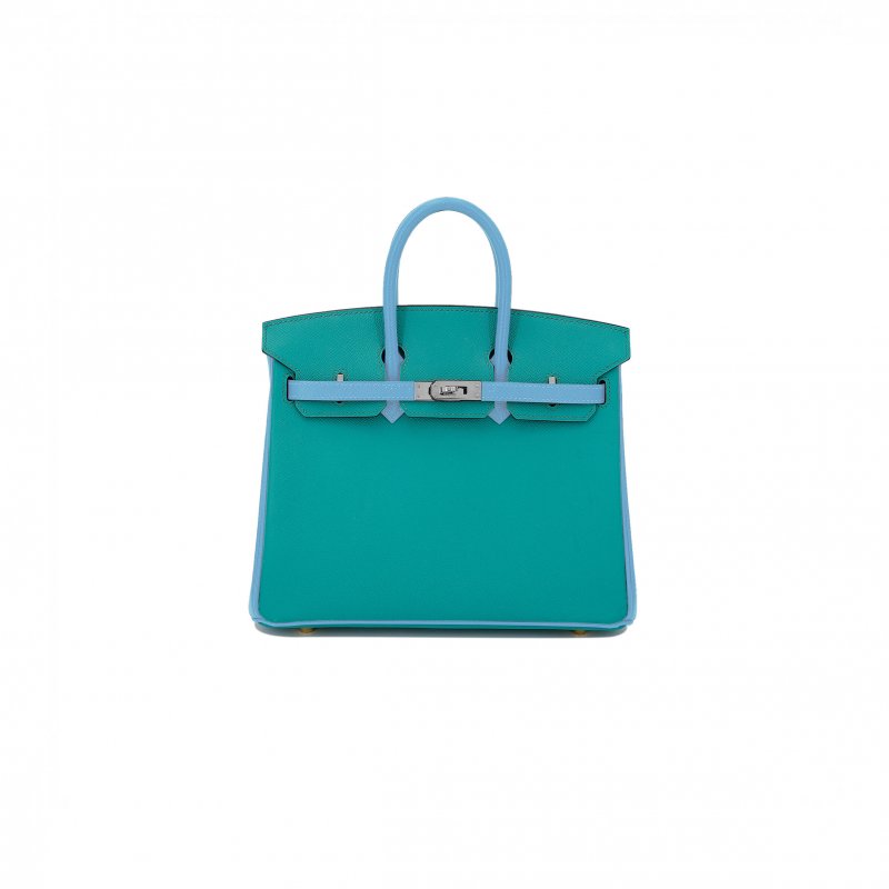 (image for) HERMES MASTER BIRKIN 30 EPSOM PEACOCK GREEN AND DENIM BLUE WITH SILVER BUCKLE BAG H028369CK74 (30*23*15cm)