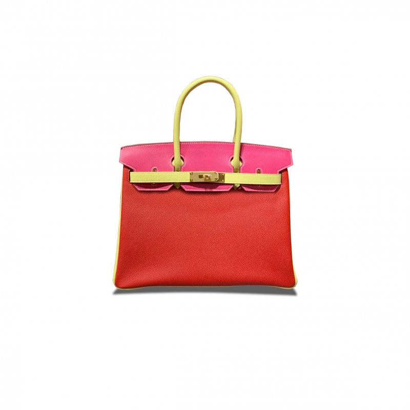 (image for) HERMES MASTER BIRKIN 30 EPSOM RED AND CHICK YELLOW AND ROSE GOLD BUCKLE H028362CC06 (30*23*15cm)