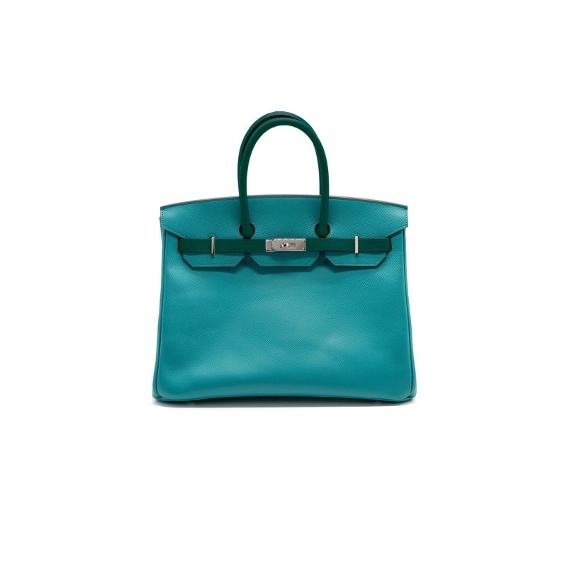(image for) HERMES MASTER BIRKIN 30 EPSOM PEACOCK GREEN AND BRITISH GREEN SILVER BUCKLE BAG H028369CK86 (30*23*15cm)