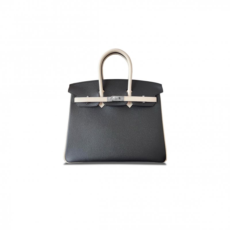 (image for) HERMES MASTER BIRKIN 30 EPSOM BLACK AND MILKSHAKE WHITE SILVER BUCKLE BAG H028369CK60 (30*23*15cm)