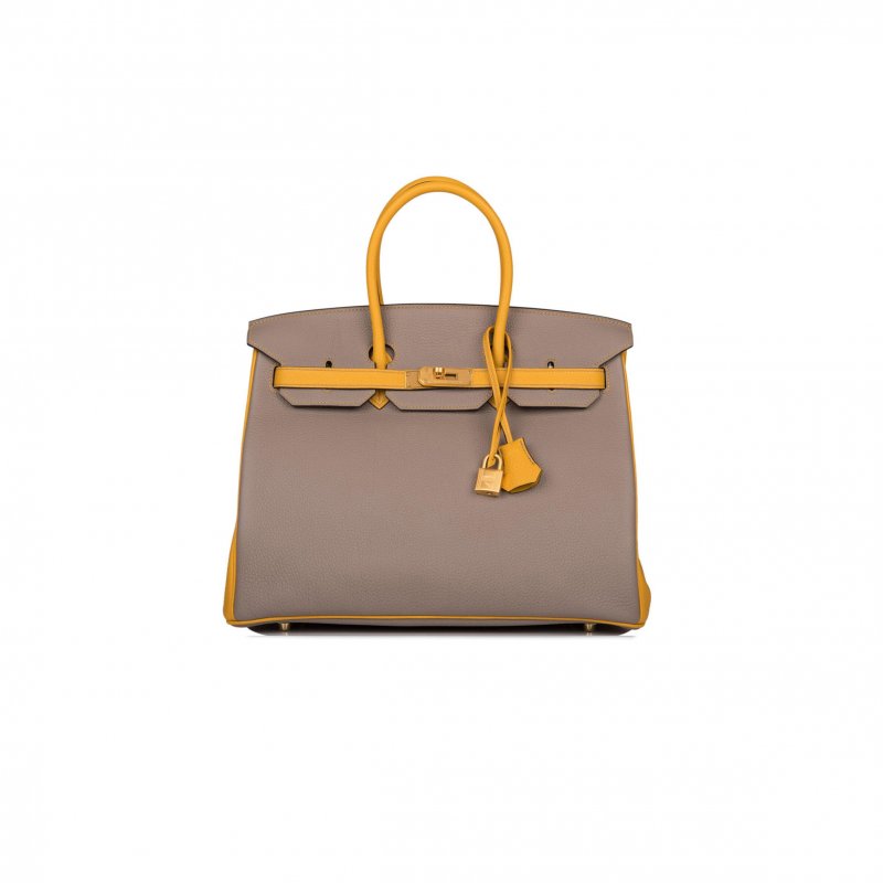 (image for) HERMES MASTER BIRKIN 30 EPSOM TRENCH COAT GREY AND AMBER SILVER BUCKLE BAG H028369CK65 (30*23*15cm)