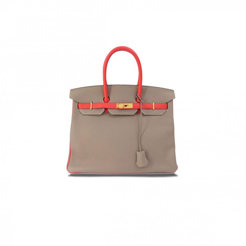 (image for) HERMES MASTER BIRKIN 30 EPSOM PEWTER GREY LIPSTICK PINK GOLD BUCKLE H028369CK42 (30*23*15cm)
