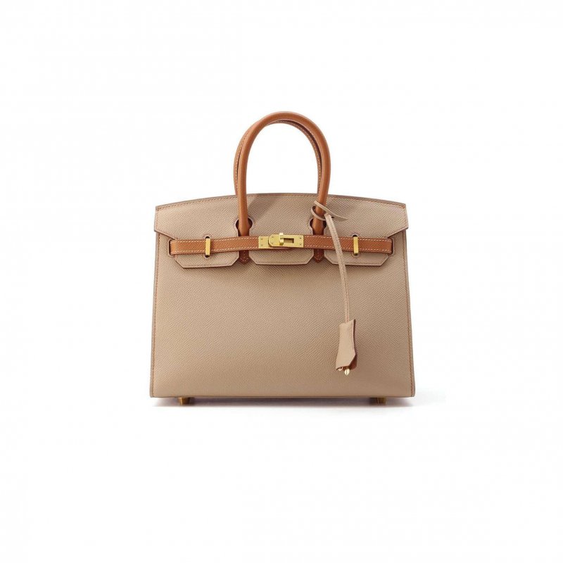 (image for) HERMES MASTER BIRKIN 30 EPSOM TRENCH COAT GREY AND GOLDEN BROWN GOLD BUTTONS H028369CK21 (30*23*15cm)