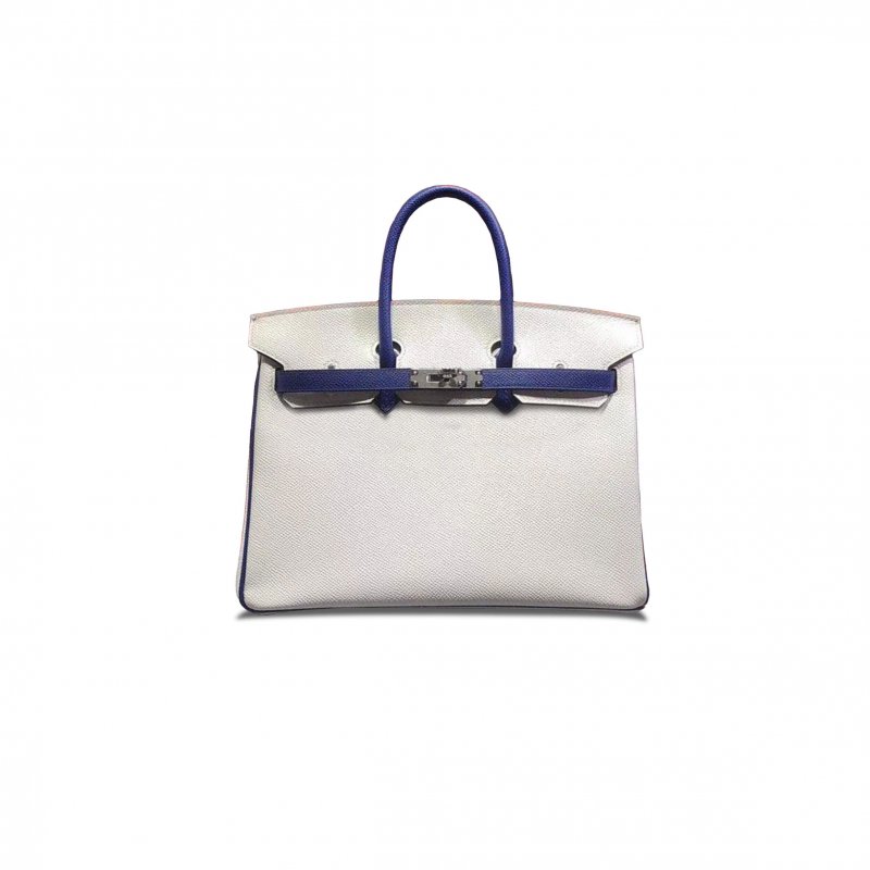 (image for) HERMES MASTER BIRKIN 30 EPSOM PURE WHITE AND ELECTRIC BLUE GOLD BUCKLE H028369CK12 (30*23*15cm)