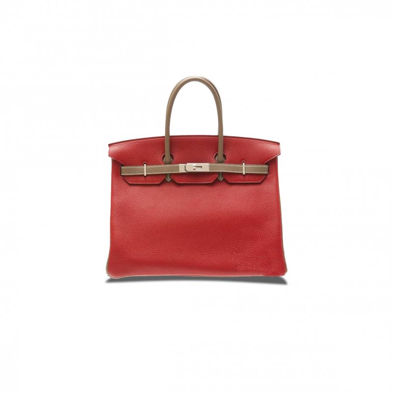 (image for) HERMES MASTER BIRKIN 30 EPSOM CHINESE RED AND ELEPHANT GREY SILVER BUCKLE MSBK2201508 (30*23*15cm)