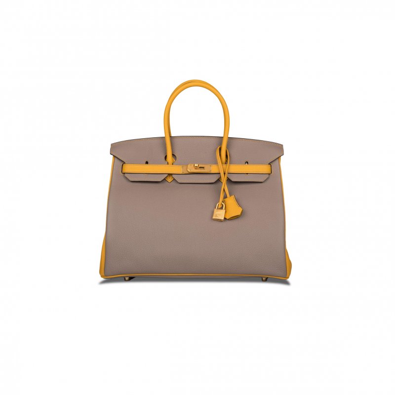 (image for) HERMÈS MASTER BIRKIN 30 EPSOM ASPHALT GREY AND AMBER YELLOW GOLD BUCKLE H028369CK15 (30*23*15cm)