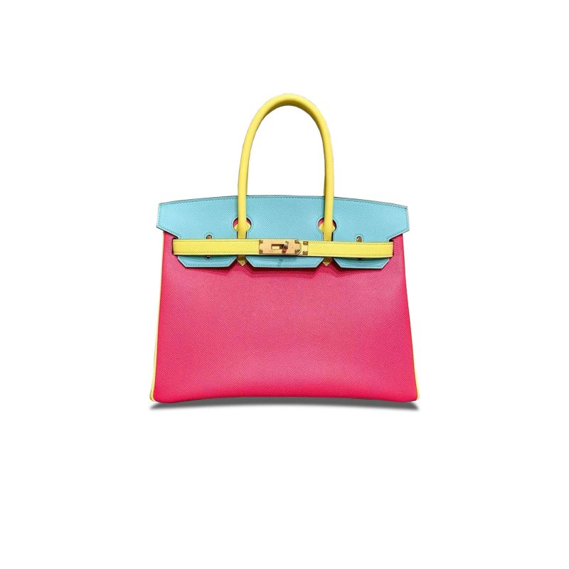 (image for) HERMÈS MASTER BIRKIN 30 EPSOM ROSE RED MACARON WITH LEMON YELLOW GOLD BUCKLE H028369CK23 (30*23*15cm)