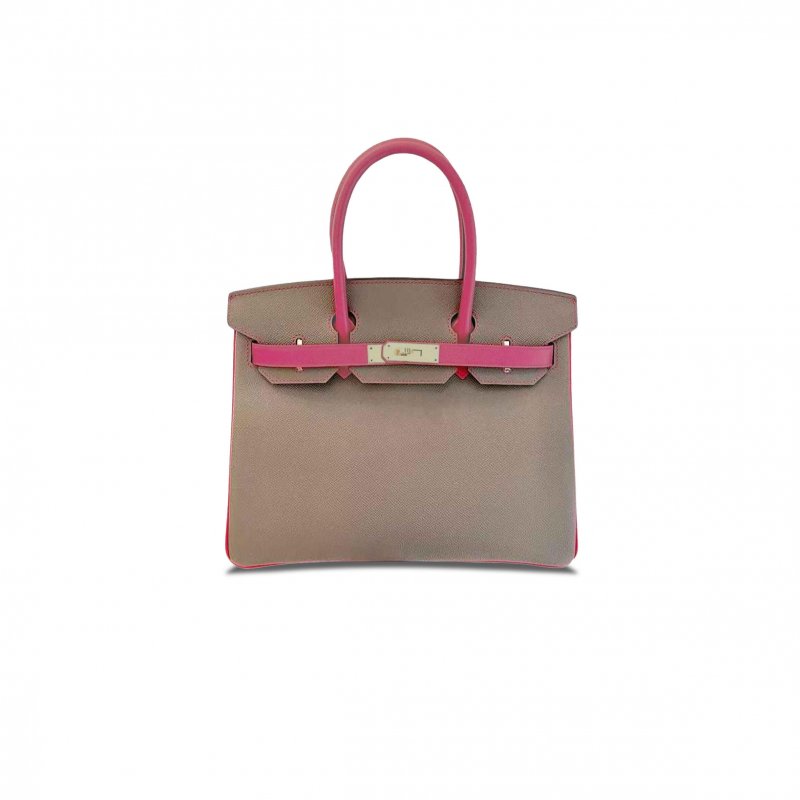 (image for) HERMÈS MASTER BIRKIN 30 EPSOM ELEPHANT GREY AND LIPSTICK PINK GOLD BUCKLE H028369CK6O (30*23*15cm)