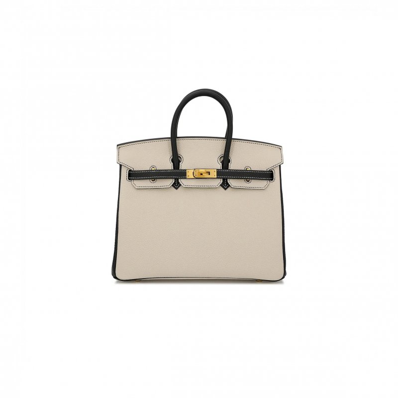 (image for) HERMES MASTER BIRKIN 30 EPSOM SELLIER MILKSHAKE WHITE AND BLACK SILVER BUCKLE H028368CK5Z (30*23*15cm)