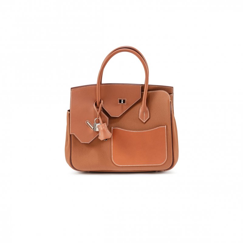 (image for) HERMES MASTER BIRKIN 30 GOLDEN BROWN SILVER BUCKLE BAG 6925410968 (30*22*15cm)