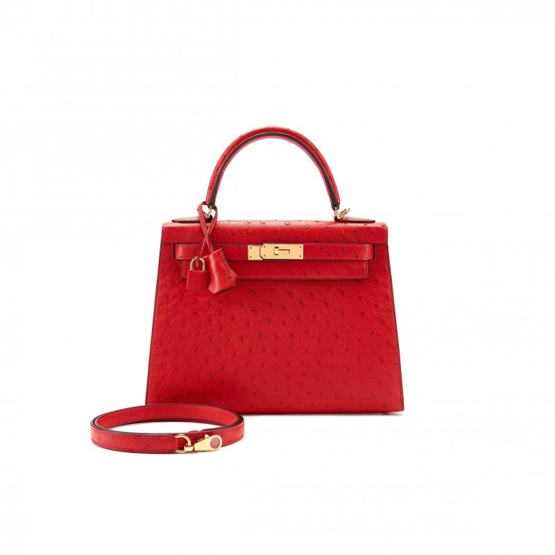 (image for) HERMÈS MASTER HEART RED OSTRICH KELLY 25 GOLD HARDWARE (25*17*7cm)
