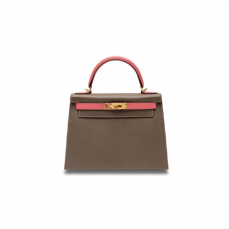 (image for) HERMÈS MASTER ÉTOUPE & ROSE AZALÉE EPSOM KELLY 25 WITH GOLD HARDWARE (25*17*7cm)