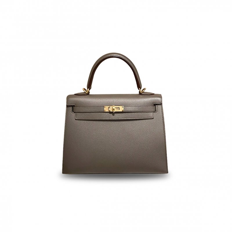 (image for) HERMÈS MASTER KELLY 25 EPSOM LEATHER PEWTER GRAY GOLD BUCKLE (25*17*7cm)