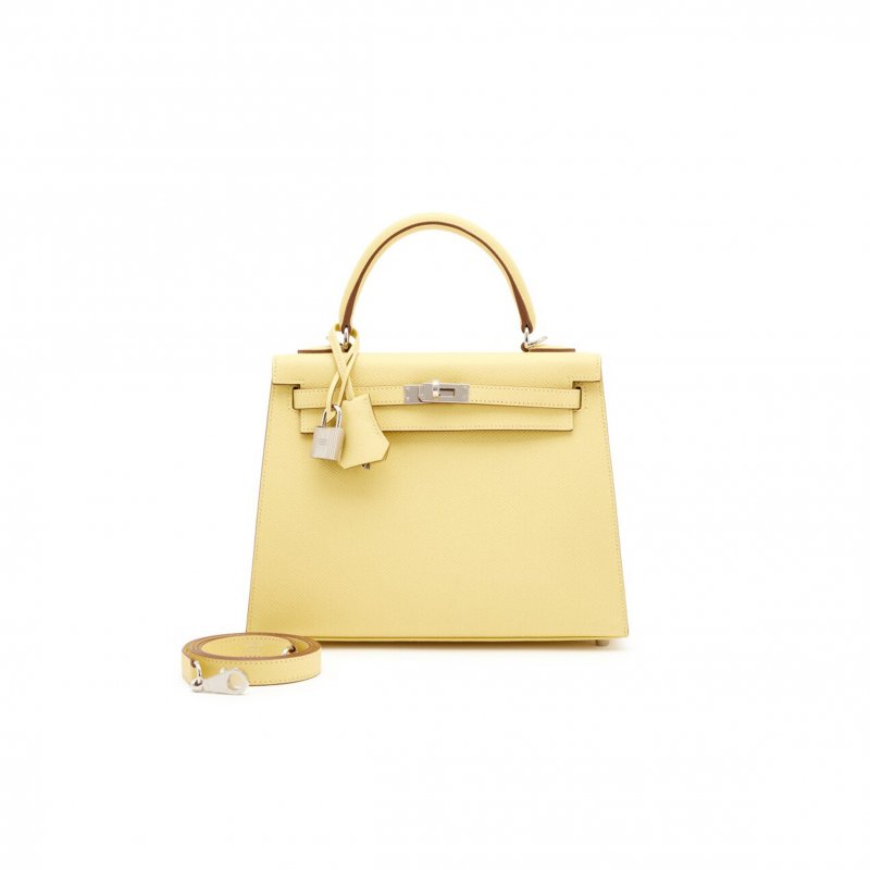 (image for) HERMÈS MASTER JAUNE POUSSIN EPSOM SELLIER KELLY 25 PALLADIUM HARDWARE (25*17*7cm)