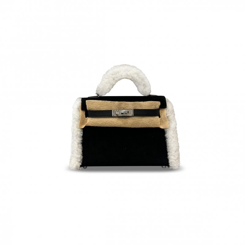 (image for) HERMES MINI KELLY TEDDY SHEARLING PALLADIUM HARDWARE (19*12*5.5cm)