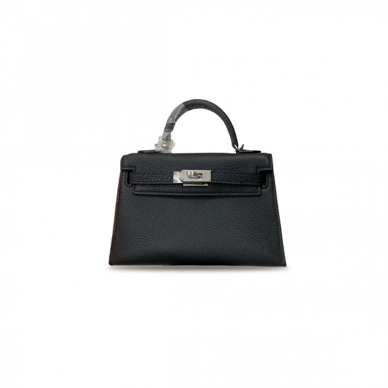 (image for) HERMÈS MINI KELLY II TOGO BLACK SILVER BUCKLE HARDWARE (19*12*5.5cm)