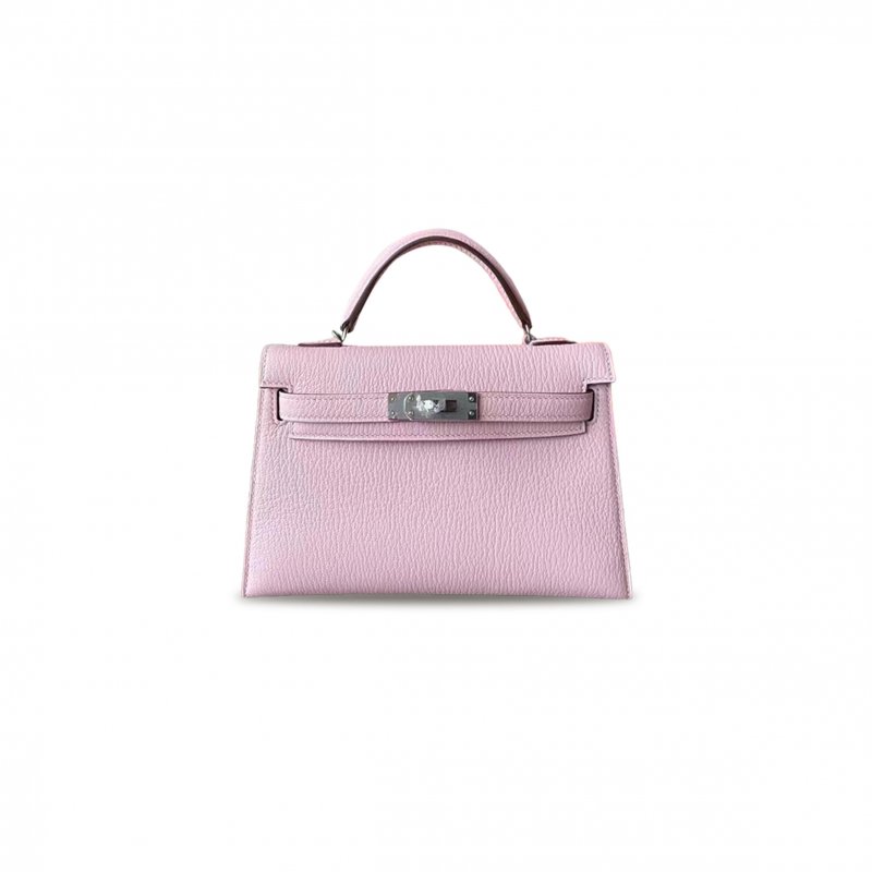 (image for) HERMÈS MINI KELLY II TOGO CHERRY BLOSSOM PINK SILVER BUCKLE HARDWARE (19*12*5.5cm)