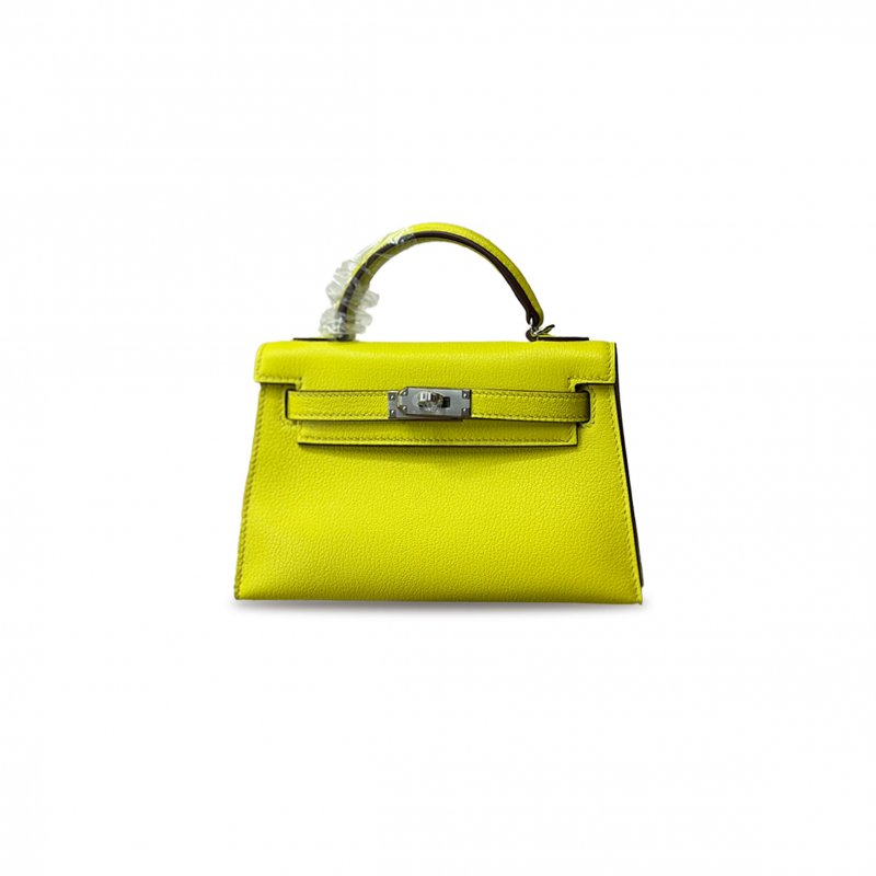 (image for) HERMÈS MINI KELLY II SWIFT LEMON YELLOW SILVER BUCKLE HARDWARE (19*12*5.5cm)