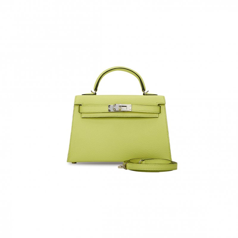 (image for) HERMÈS MINI KELLY II SELLIER JAUNE BOURGEON CHEVRE PALLADIUM HARDWARE (19*12*5.5cm)