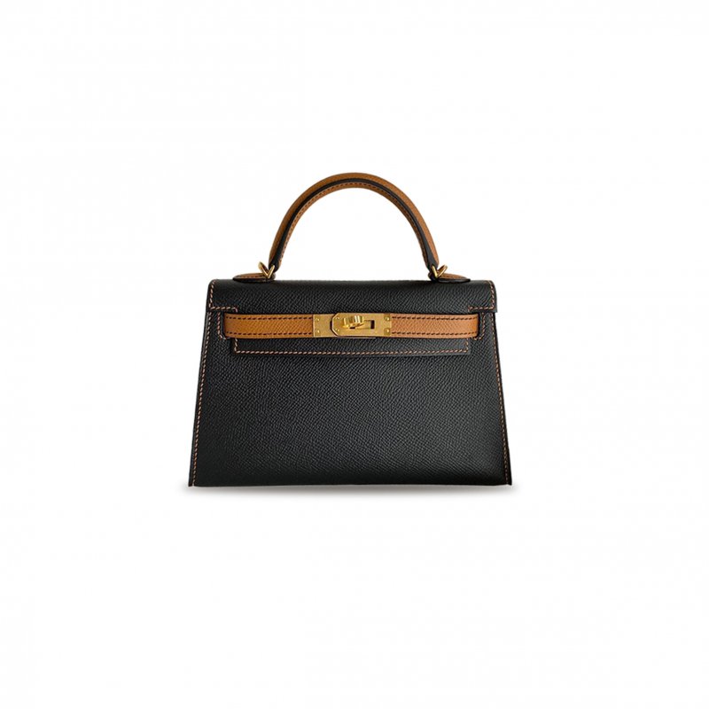 (image for) HERMÈS MINI KELLY II EPSOM BLACK WITH GOLD BROWN GOLD BUCKLE (19*12*5.5cm)