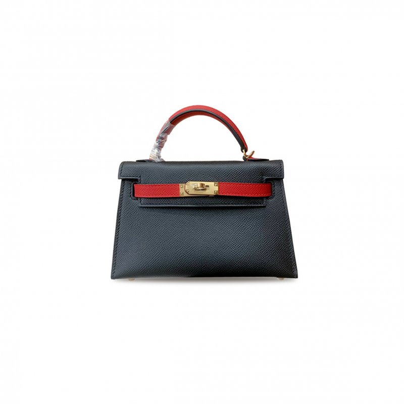 (image for) HERMÈS MINI KELLY II EPSOM BLACK HEART RED (19*12*5.5cm)