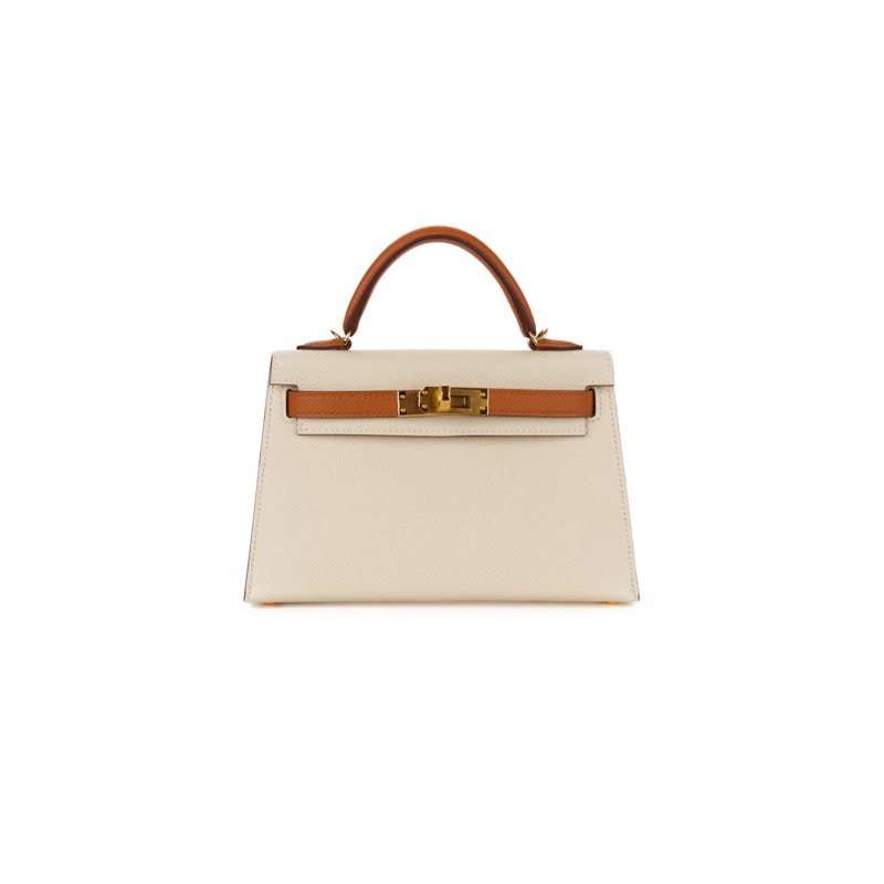 (image for) HERMÈS MINI KELLY II CREAM WHITE EPSOM GOLD HARDWARE (19*12*5.5cm)